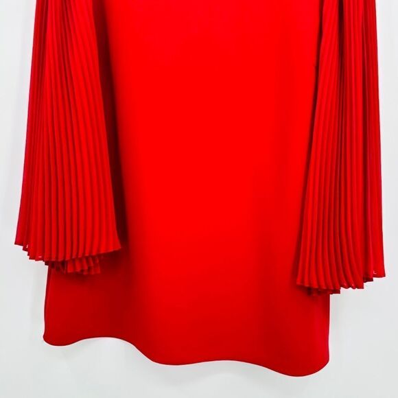 Chico’s Size 1 Small Red Pleated Sleeve Career Blouse Top - Picture 3 of 6
